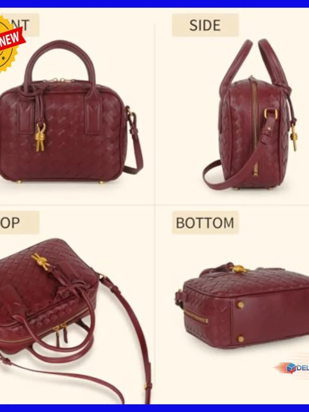 Handmade Woven Leather Hobo Bag with Adjustable Crossbody Strap